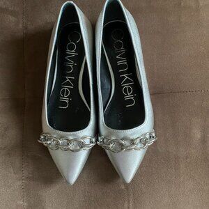 Barely Worn Calvin Klein Silver Flats
